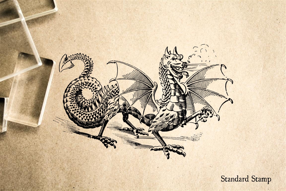 Dragon Rubber Stamp 3 x 2 inches