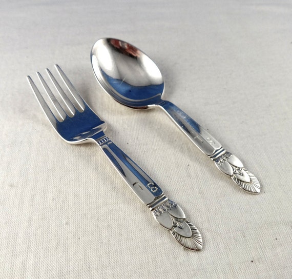 Vintage STERLING BABY UTENSILS Whiting Sterling Silver Baby