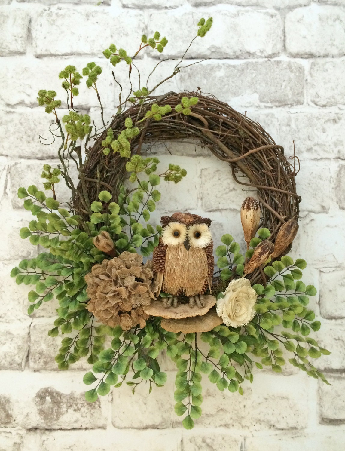 Owl Fall Wreath for Door Owl Wreath Front Door Wreath
