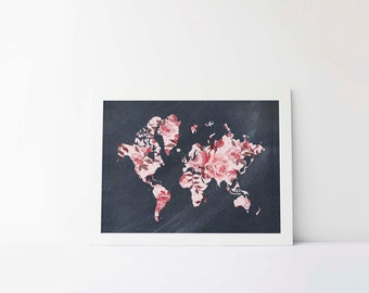 printable world map with countries names distressed vintage