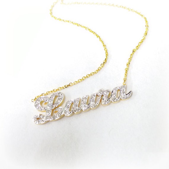 Diamond Name Necklace handcrafted necklace Personalized