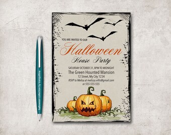 Halloween Invitation Printable, Halloween Party Invitation, Kids Halloween Invitation, Pumpkin Halloween Invitation, Adult Halloween