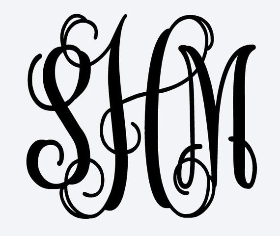 Interlocking vine monogram decal by ClosetCraftin on Etsy