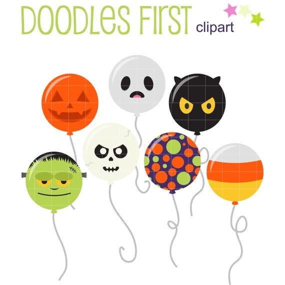 Halloween Balloons Digital Clip Art for Scrapbooking Card