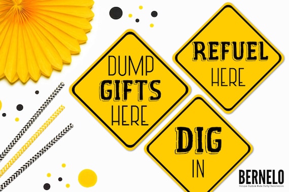 Tactueux image with regard to free printable construction party signs Resource image intended for free printable construction party signs