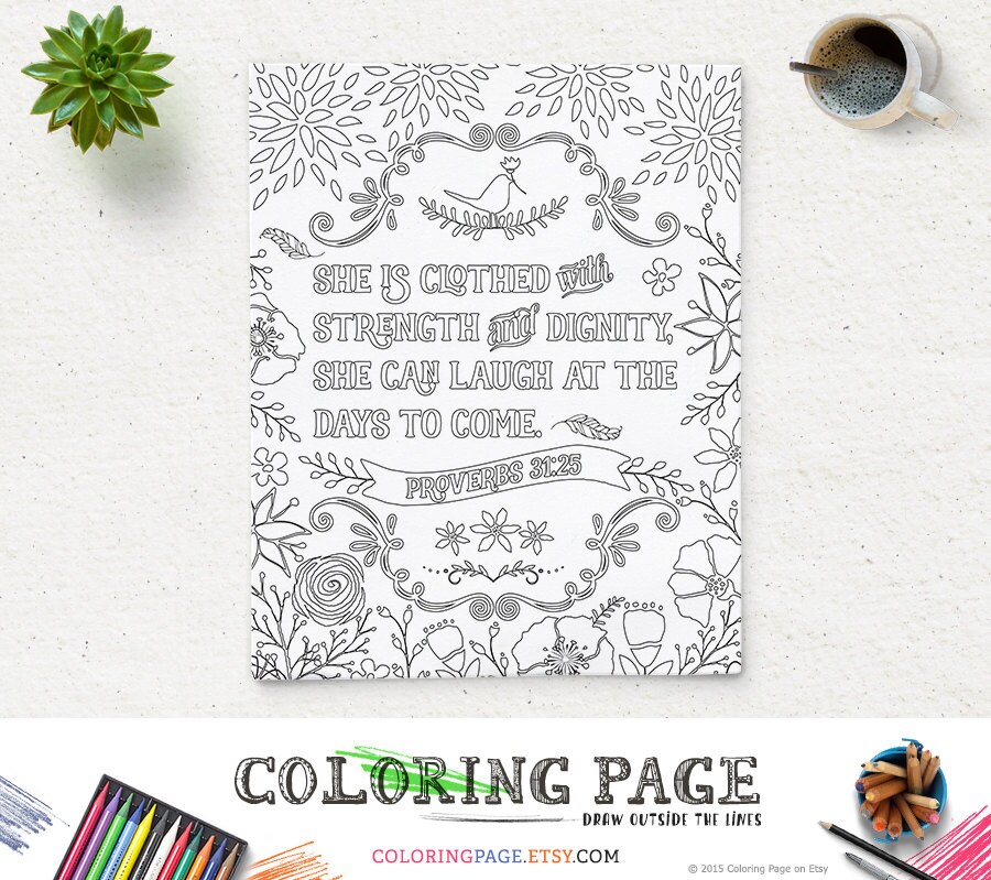 she is clothed in dignity coloring pages - photo #1
