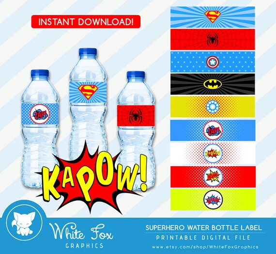 superhero-water-bottle-labels-instant-download-superhero