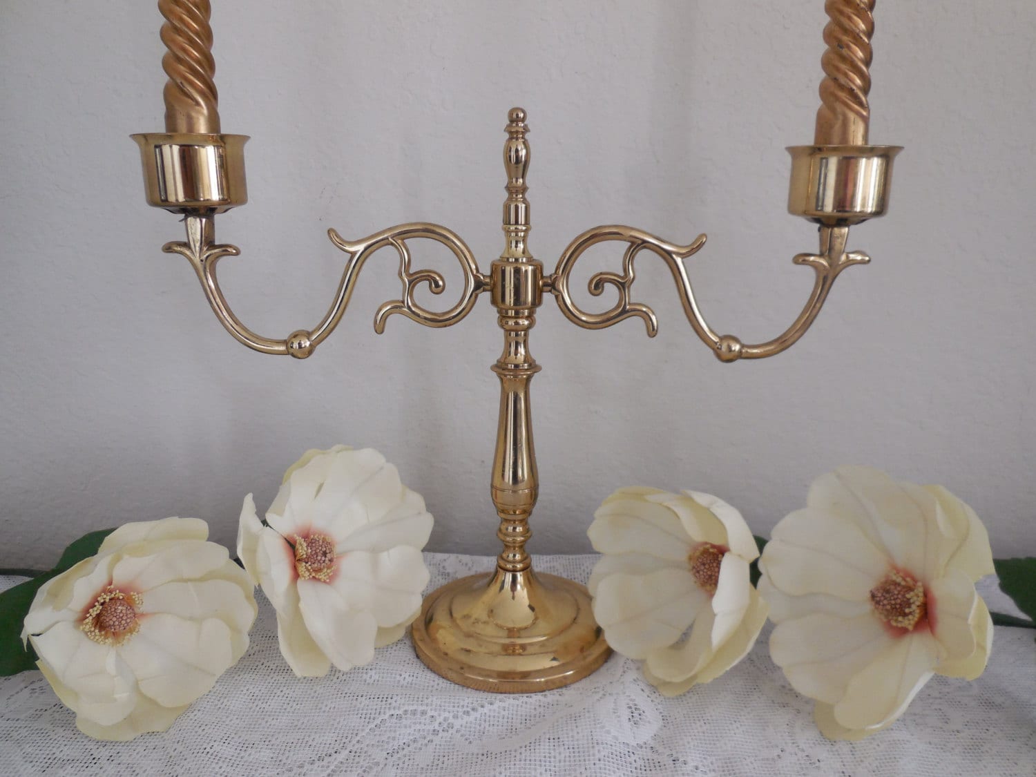 Baldwin Brass Candelabra Vintage Solid Brass Holds 2 Taper