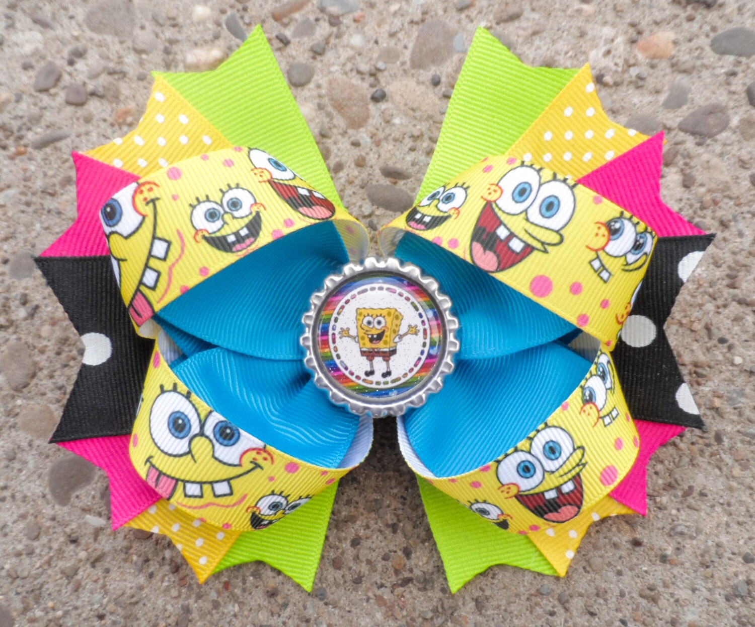 Spongebob Hair Bow Spongebob Birthday Hairbow Nickelodeon