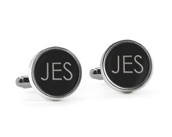 Cuff Links - Engraved Cuff Links - Round Cuff Links - Groom Gift - Round Black Cuff Links - Personalized Cuff Links - Engraved - Custom