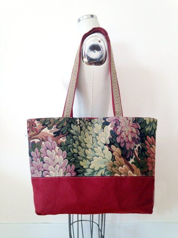 Items similar to Canvas Tote Bag, Floral Tote Bag, Large Fall Tote Bag, Teacher&#39;s Bag, Large ...