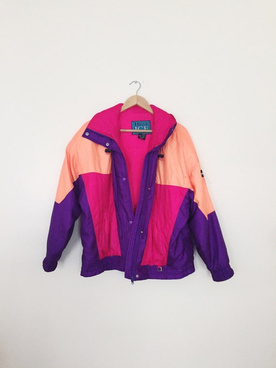 SALE bright neon winter jacket 90s 80s funky vintage