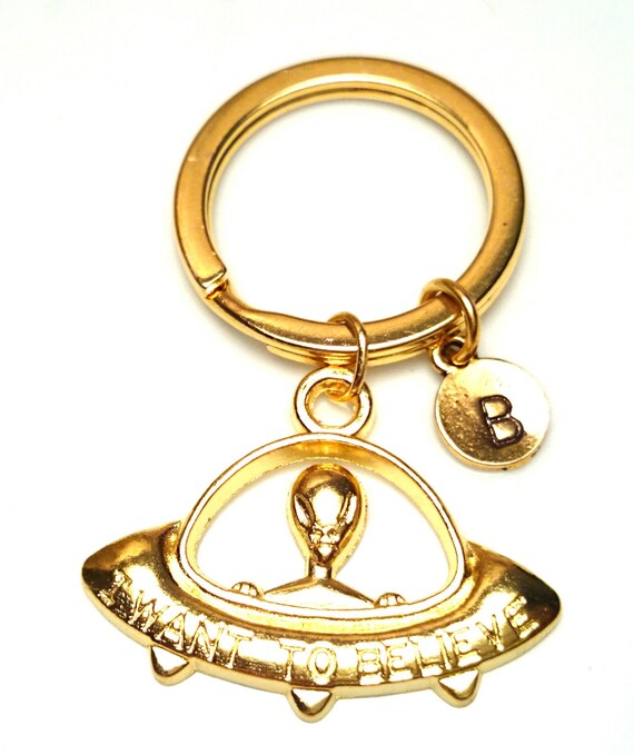 Items similar to UFO Keychain, Custom Keychain, Custom Key Ring, UFO