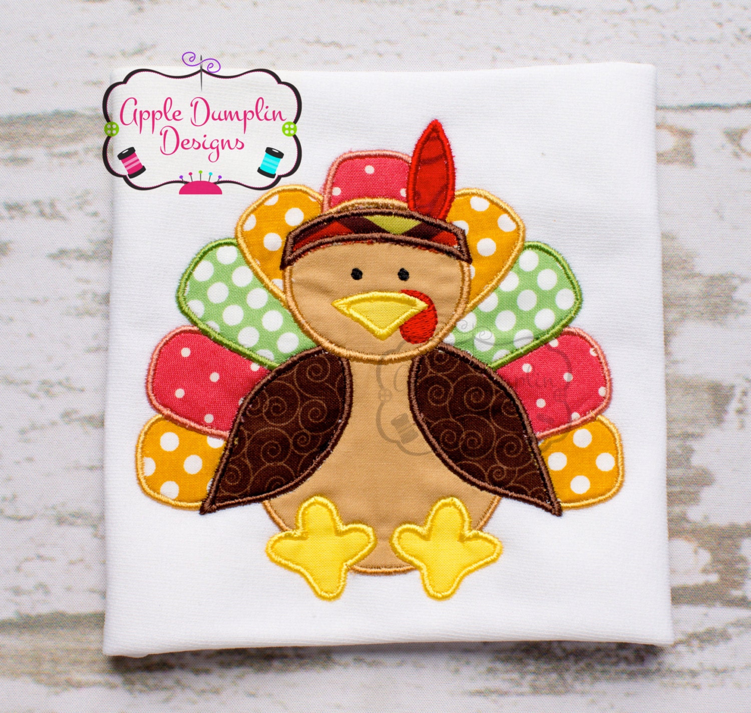 Thanksgiving Indian Turkey Applique Machine Embroidery Design