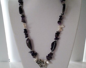 Collier d’améthystes et perles **FREE SHIPPING*Cadeau idéal
