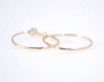 Small gold hoop earrings - hammered gold hoops - tiny gold hoops - delicate gold earrings - gold filled hoop earrings- Sterling silver hoops