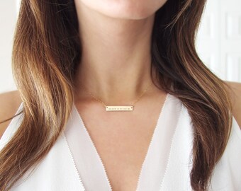 Coordinate Necklace Gold | Longitude Latitude Necklace | Personalized Bar Necklace