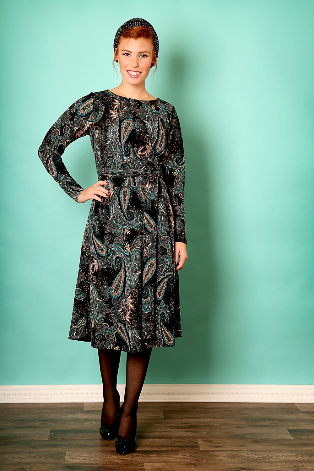 Elegant midi dressPrinted midi dressModest by TAMARLANDAU on Etsy