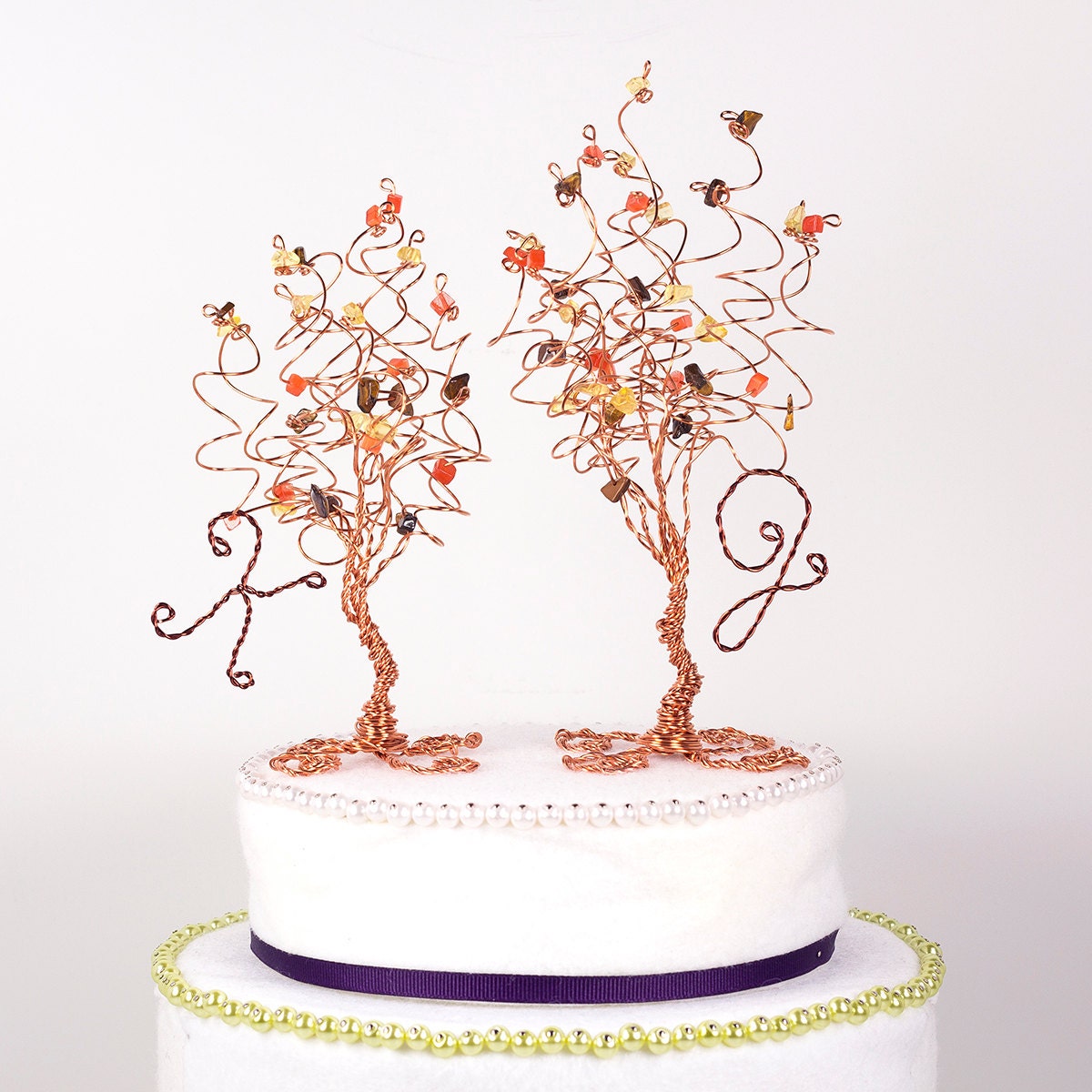 Two Trees Cake Topper Custom Wedding Cake Topper Pair of Wire