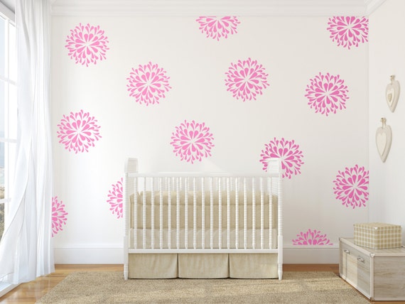 Pink Wall Decals vinyl wall decal art sticker rain drop flower pattern pink Pink Wall Decals vinyl wall decal art sticker rain drop flower pattern pink