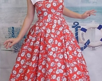1950's Style Red Floral Rockabilly Bonnie Dress by Forever Amber