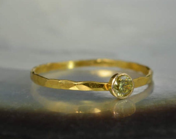 Dainty Solid 14k Gold Topaz Ring, 3mm gold solitaire, solitaire ring, real gold, November Birthstone, Mothers RIng, Solid gold band, gold