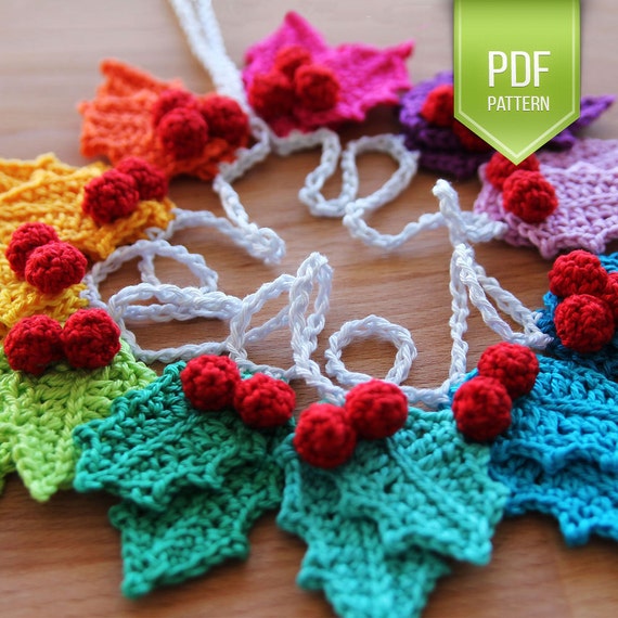 christmas crochet for holly pattern download  Christmas  holly instant Rainbow Garland pattern crochet