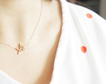 Origami Crane Necklace, Origami, Rose Gold, Rose Gold Necklace, Gift, Gift For Her, Get Well Soon, Best Friend Gift, Necklace, Birthday Gift
