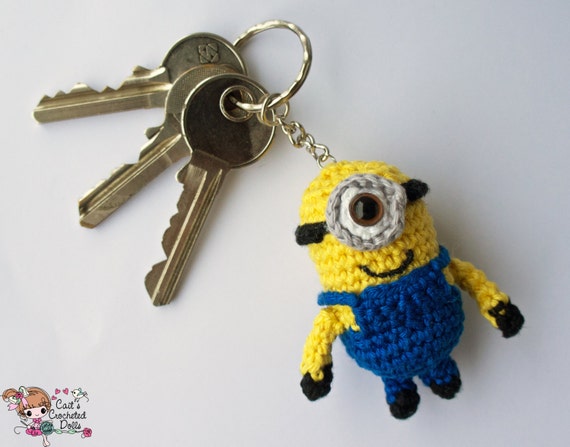 pattern keychain minion crochet Despicable Crocheted Minion keychain Me by CaitsCrochetedDolls