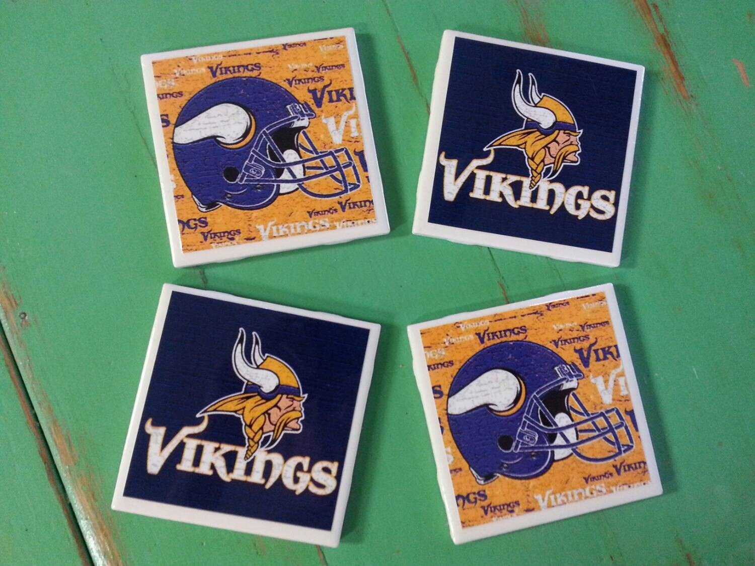 Minnesota Vikings ceramic coasters set of 4 by VintageImagined