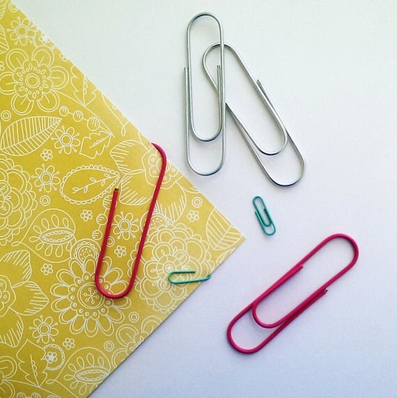 Items similar to Jumbo Silver and Pink Paper Clips - Fun and Unique ...