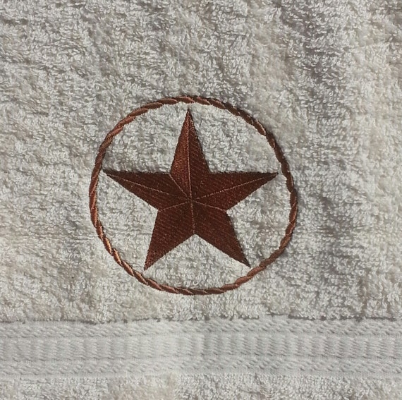 Embroidered Lone Star Hand Towel