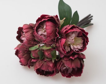Real touch burgundy Peony Bouquet for Bridal Bouquets, Wedding Centerpieces, Home Decoration, Vase Arrangement