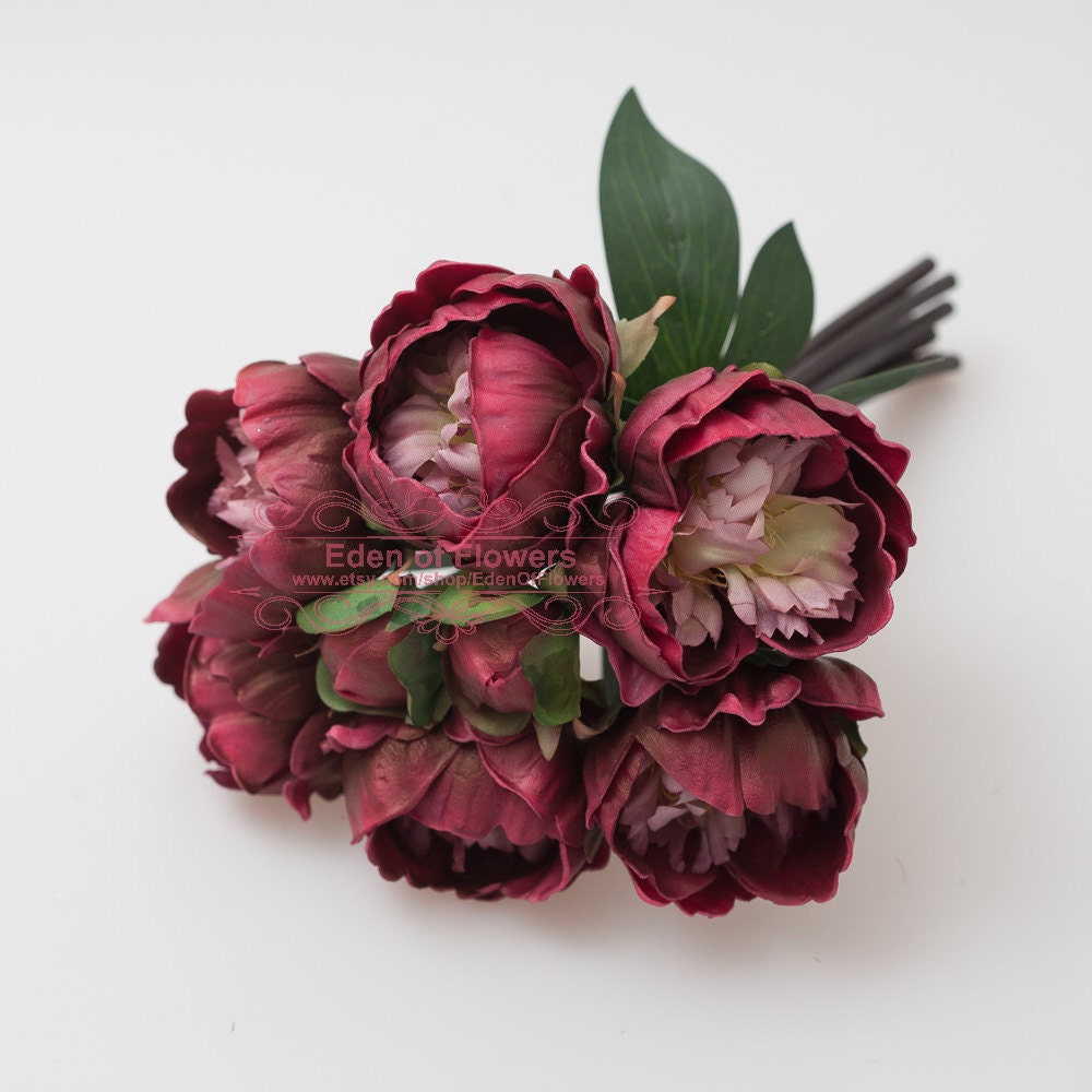 Real touch burgundy Peony Bouquet for Bridal Bouquets Wedding