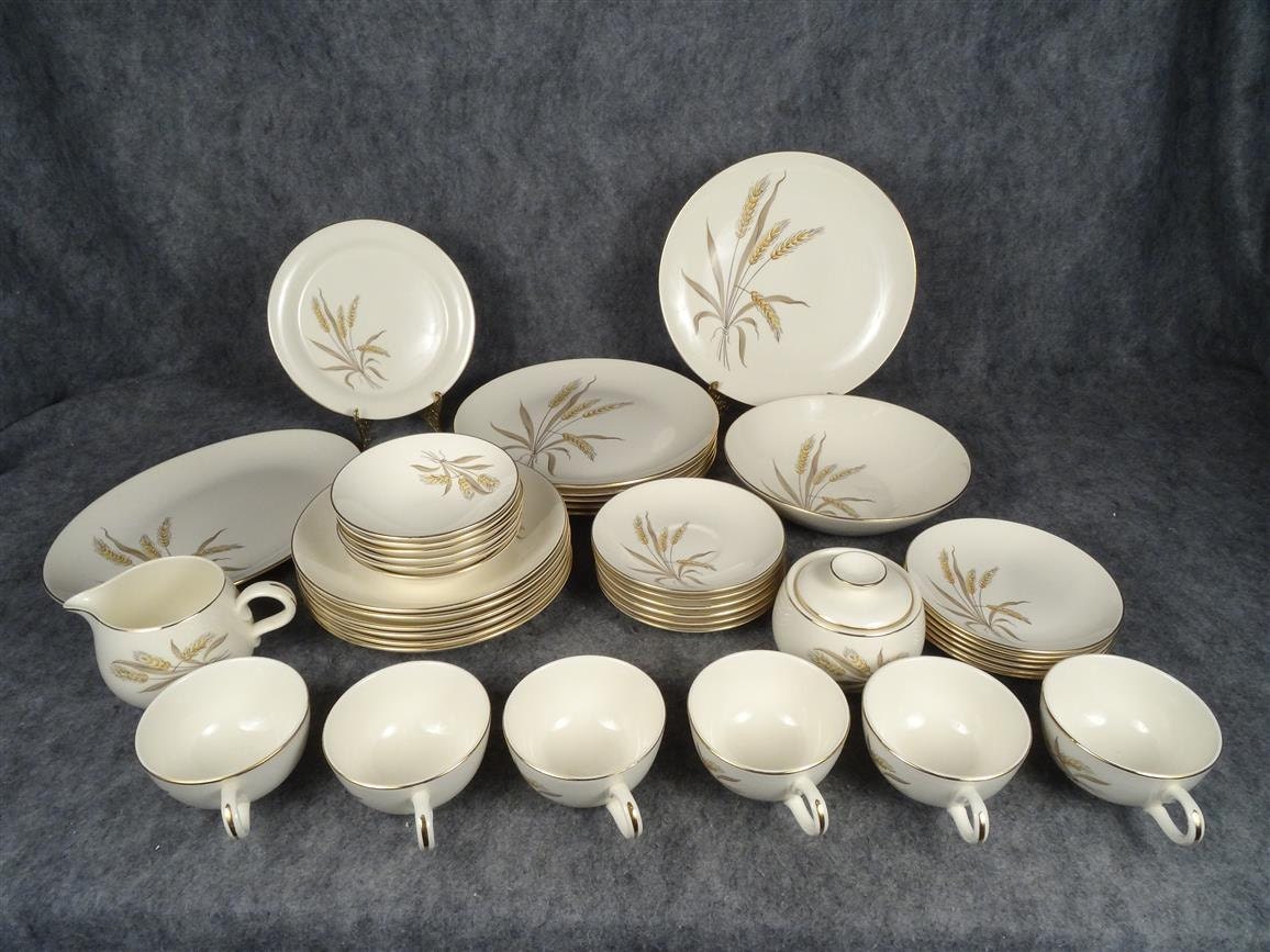 Cunningham & Pickett Wheat Spray Pattern Set Of Dishes Serving For 6