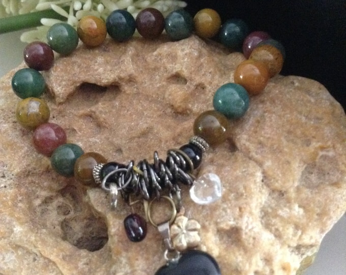 Agate Heart Charm Bracelet