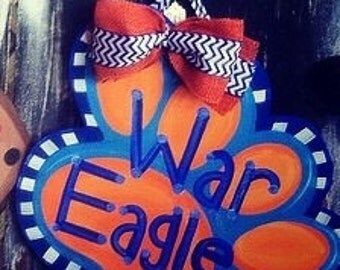 Auburn tiger paw door hanger