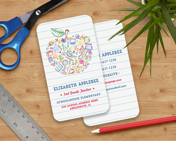 Items Similar To Colorful Teachers Apple Business Card