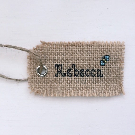 Burlap Personalised Name Cross Stitch Gift Tags by xCottonKisses