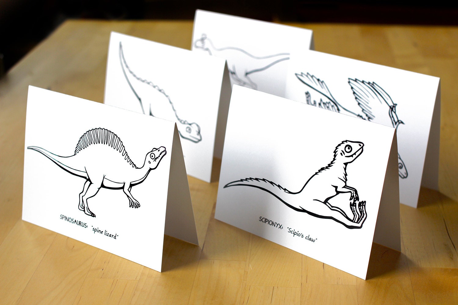 Dinosaur coloring cards carnivore greeting card by OhPlesiosaur