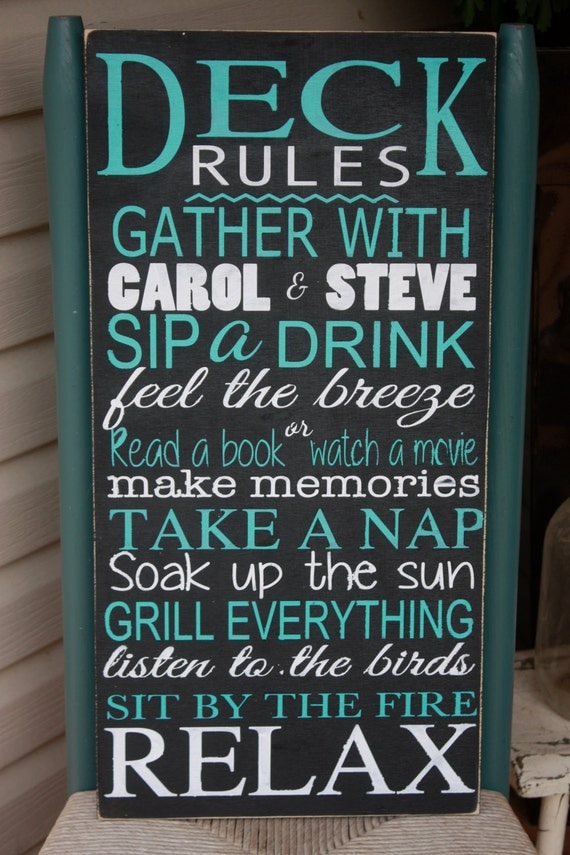 Personalized Deck Rules Wooden Sign Hand by MamaSaysSigns