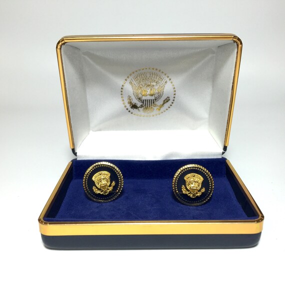 Rare John F Kennedy JFK Presidential Enamel Eagle Cufflinks