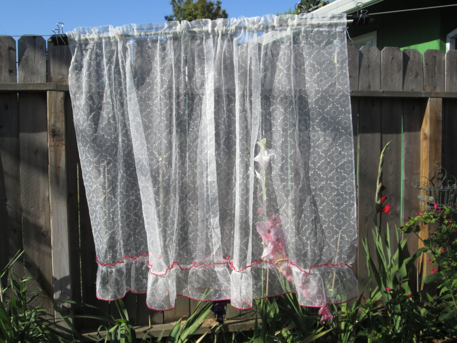 Sheer Kitchen Curtains Vintage 1950's Cotton Rayon Blend