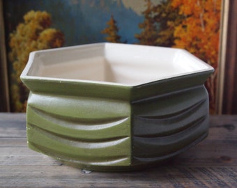 Vintage Green McCoy Floraline USA Planter/Bowl number 421