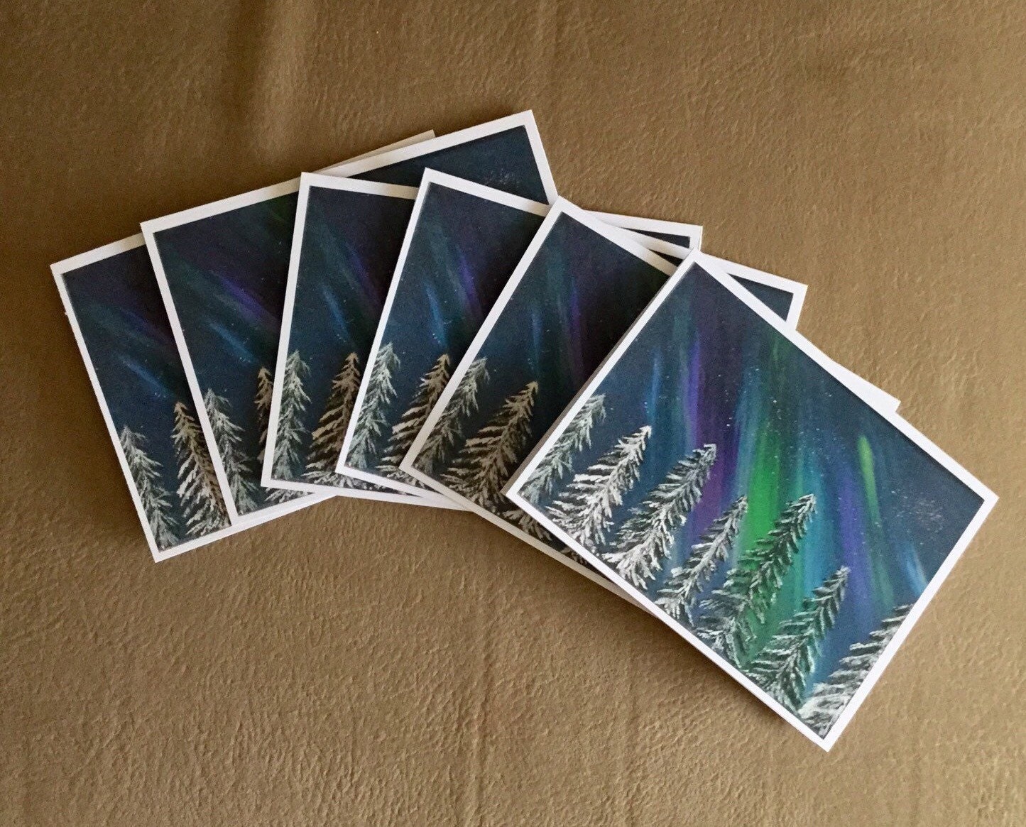 Northern Lights Blank Note Cards with Envelopes by UpandDownArt