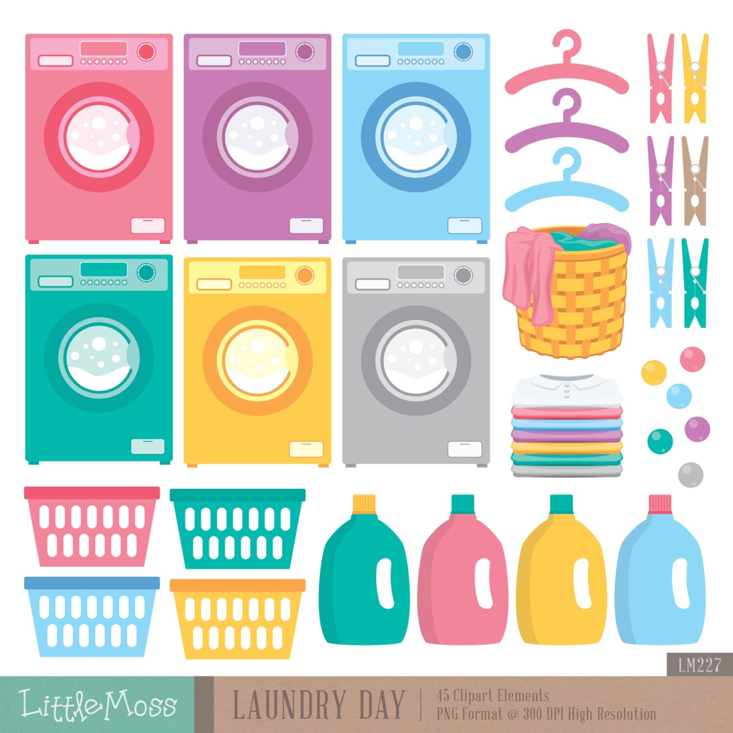 Laundry Day Digital Clipart