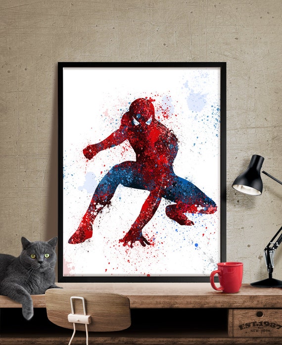 Spiderman Art Print Watercolor Art Superhero Wall Art Spiderman Art Print Watercolor Art Superhero Wall Art