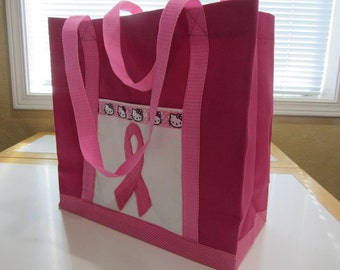 Pink Ribbon Canvas Tote Bag
