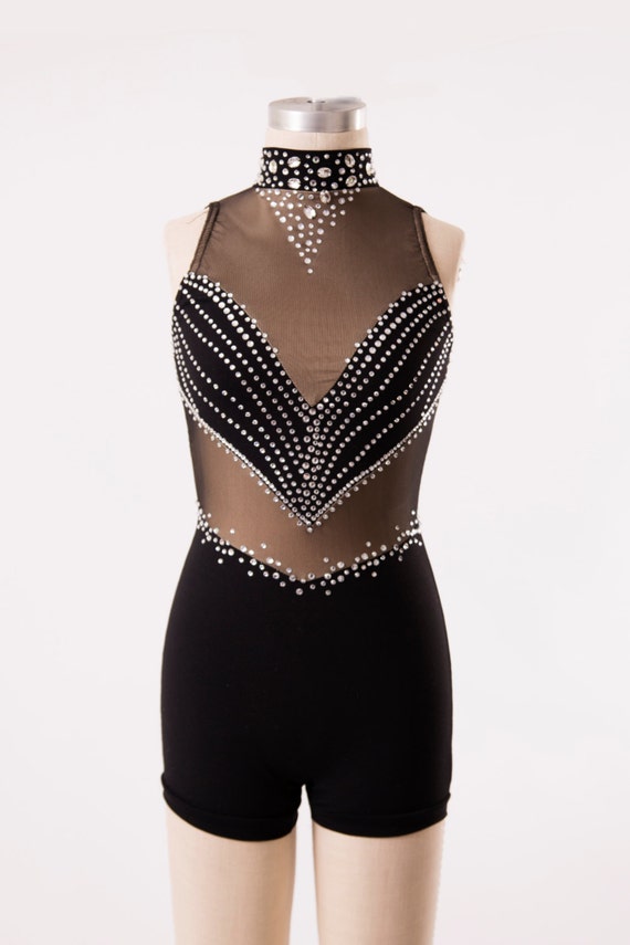 Dance Costume rhinestoned shortall Adult XS
