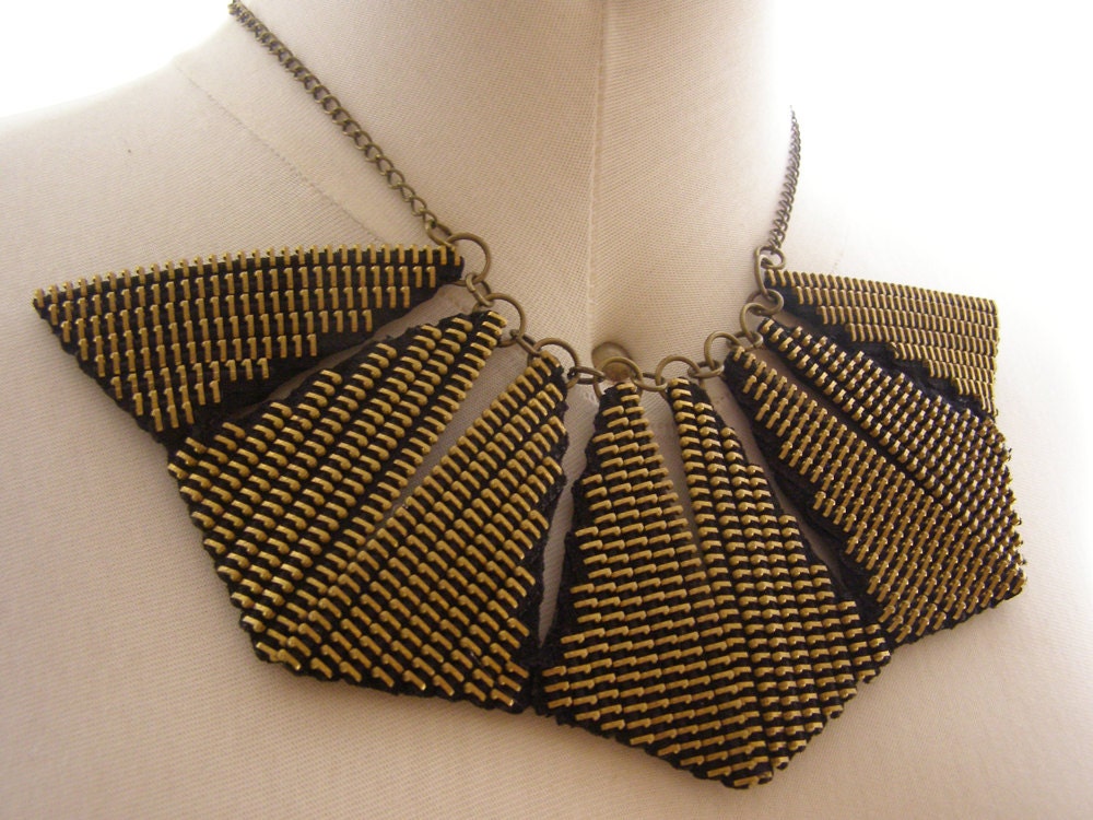 10% OFF zipper necklace statement necklace handmade